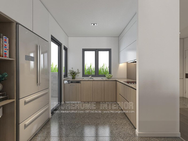 Mẫu tủ bếp hiện đại phủ Melamine mang đến không gian sang trọng Thiết kế và sản xuất tủ bếp đẹp