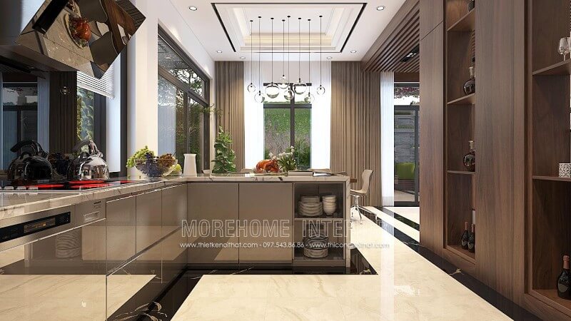 Mẫu thiết kế tủ bếp hiện đại tại biệt thự Vinhomes Hải Phòng cao cấp Thiết kế và sản xuất tủ bếp đẹp