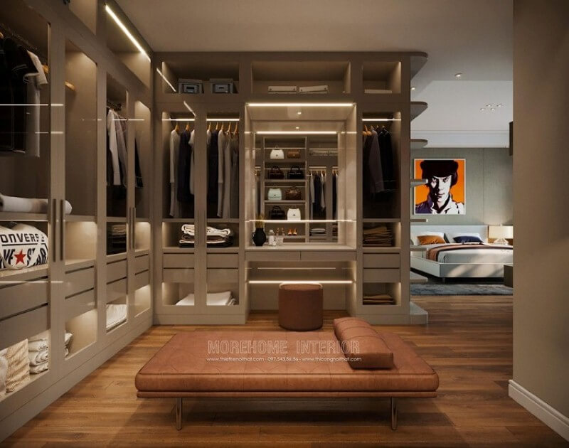 Mẫubố trí phòng ngủ liền phòng thay đồ đẹp, sang trọng Thiết kế nội thất phòng ngủ biệt thự