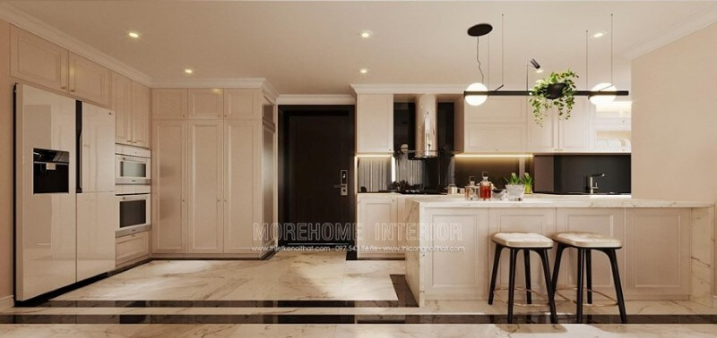 Thiết kế nội thất phòng bếp chung cư cao cấp Thiết kế phòng bếp chung cư