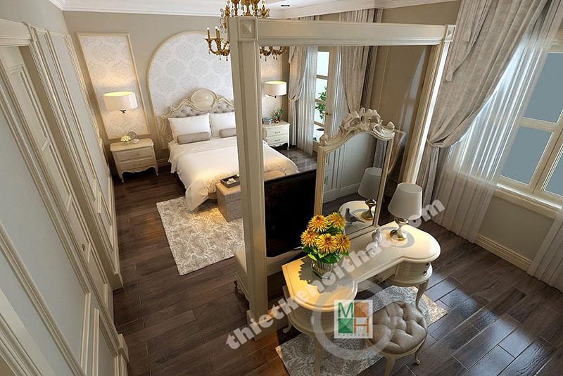 Mẫu bàn trang điểm tân cổ điển cho phồng ngủ