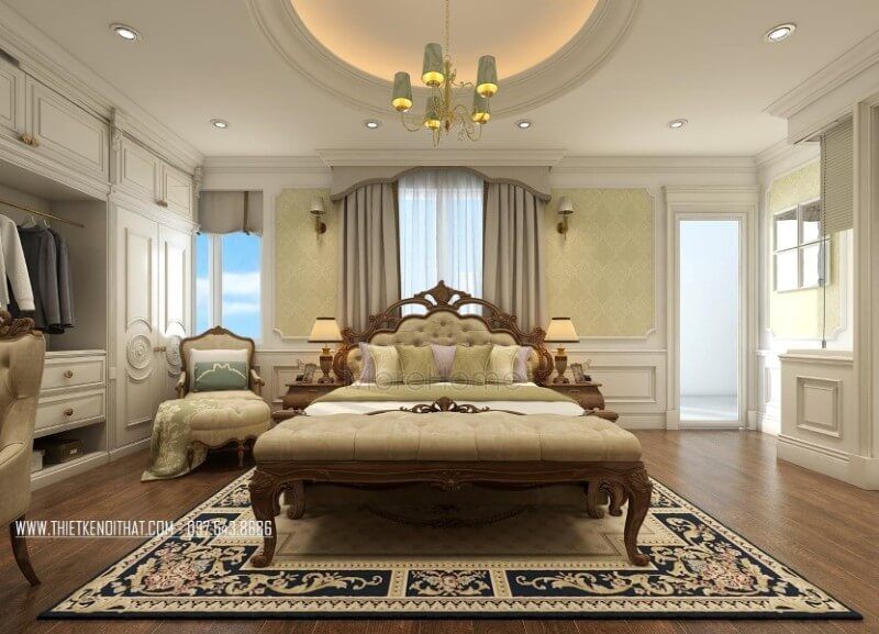 Thiết kế phòng ngủ chung cư tân cổ điển sang trọng và đẳng cấp
