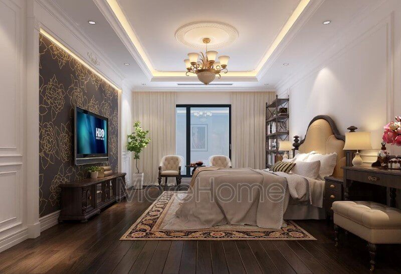 Phòng ngủ master ấn tượng với mẫu giường ngủ cao cấp