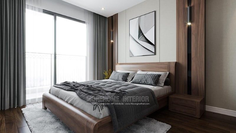 Giường ngủ gỗ óc chó hiện đại đẹp đẳng cấp cho chung cư tại hà nội